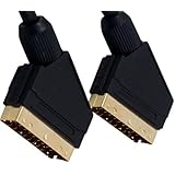 World of Data 1m Shielded Scart Cable - Professional Quality - 24k Gold Plated - Fully Wired 21-pin Scart - Audio & Video Lea