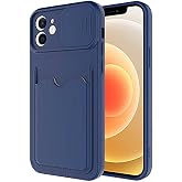 Aksesuarcim Apple iPhone 12 ile Uyumlu Silikon Kılıf Mat Renkli Kart B&ouml;lmeli C&uuml;zdanlı Kamera Lens Korumalı Kapak Kartix Laciv
