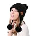 Produktbild happy event Warmer weicher Beanie drahtloser Bluetooth Hut | Kopfhörer Kopfhörer Lautsprecher Mic Cap (Schwarz)