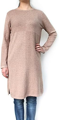 DSUK Sweater Jumper Dress, Ladies Elegant Long Sleeve Striped Knitted Sweater Dress Screw Neck Banded Hem Stretch Chic Comfortable Fashion Tunic Shirt Sweatshirt Casualwear Outwear Brown