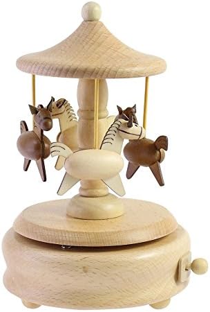 Wooden Music Box Horse -Hand made Cute Christams Birthday Holiday Gift for Kids (Carousel)