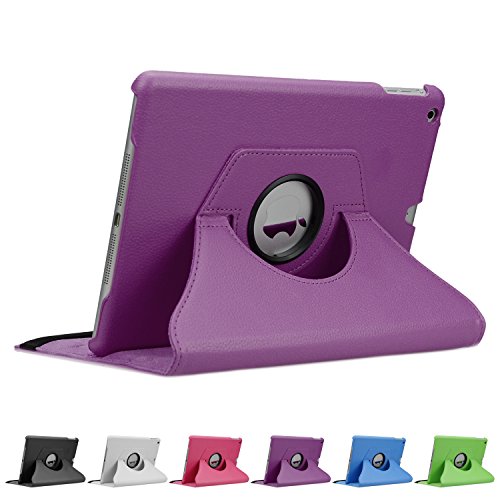 doupi 360° Deluxe Schutzhülle für iPad Air 2 Smart Case Sleep / Wake Funktion 360 Grad drehbar Etui Kunstleder Schutz Hülle Ständer Displayschutz Cover Tasche, lila