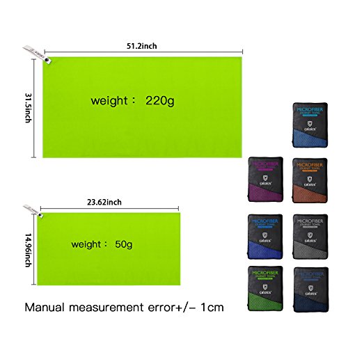 Mikrofaser Handtücher,Caloics® leichtes, schnell trocknendes saugfähiges&Antibakterielles Deodorant Mikrofaser-Badetuch 130 x 80 cm und 60 x 38cm für Reisen,Bad und Sport - 2