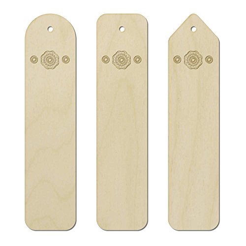 3 x 'Floral Mandala Pattern' Engraved Birch Bookmarks (BK00009403)