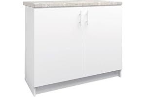 JD Greta Fixed Height 1000mm Kitchen Base Cabinet Floor Unit with 38mm Worktop – White Matt