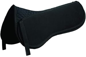 Rhinegold ELITE INTERCHANGEABLE SADDLE PAD – Black Quilted Cotton Half Pad with Shock-Absorbing Rubber, 8 Adjustable Pads, Secure Fit for Optimal Saddle Positioning