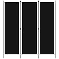vidaXL 3-Panel Room Divider Folding Panel Screen Movable Partition Privacy Separator Wall Furniture Indoor Bedroom Office Black 150x180 cm