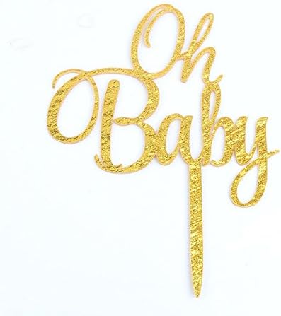 Oh Baby Cake Topper Baby Shower Wedding Anniversary Baby Party Decorations-Gold Glitter
