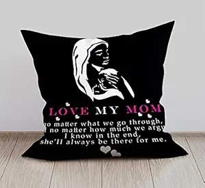 DreamVio Soft Fabric Cushion, Pillow for World's Best Mom,Pyari Mumma,Mummy,Gifts for Mom,Grandma on Birthday's & Mother's Day Color : Black Size : 12 x 12 Inch Design 15