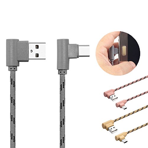 superior ZRL® Câble USB Type C coudé 90 degré Nylon tressé USB Type C à USB A et Fast Sync câble de données pour Galaxy S8/Plus, Google PIXE, Nexus 6P, OnePlus 5, Huawei Mate 9 et Plus Encore.