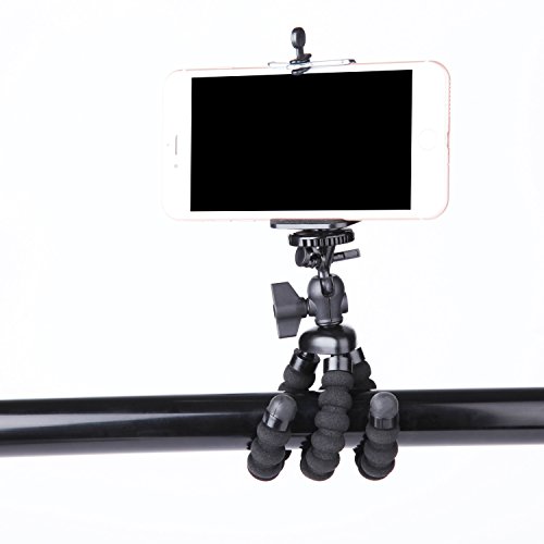 Tripod for iPhone, PEMOTech [Upgarded Version] 3 in 1 Octopus Style Portable and Adjustable Flexible Camera Phone Tripod Stabilizer Travel Stand Mount Holder with Bluetooth Remote Shutter for iPhone X/10,8/8 Plus,7/7 Plus,6/6s,6 Plus/6s Plus,SE/5s/5/5c,Samsung Galaxy S8/S8 Plus,S7/S7 Edge,S6/S6 Edge,Note 8/Edge/5/4/3&Cellphone,Camera,Digital Product(Black)