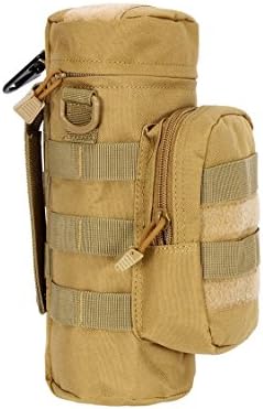 Wynoz Khaki Outdoor Tactical MOLLE EDC Water Bottle Pouch with Carabiner
