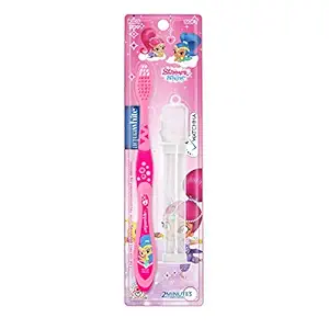 aquawhite SHIMMER & SHINE Watchha Toothbrush with 2 Minute Sand Timer & Hygiene Cap, Baby Pink
