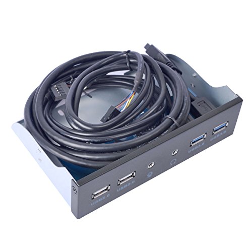 UCEC Panel Frontal USB 3 0  Panel Hub Metal de 5 23 Pulgadas  con 2 Puertos USB 3 0 y 2 Puertos 2 0 HD de Audio