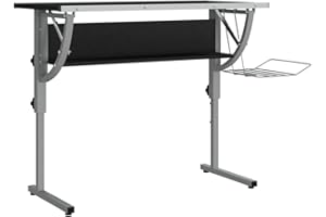 vidaXL Mesa de Dibujo Madera y Acero Negro y Gris 110x53x(58-87) cm