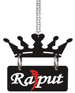 Ridivansh Creations 3D Acrylic Car Hanging Rajput with Crown Both Side