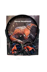 Divs Edenic Spider Men Kids Wire Headphone 3.5mm Jack Bass Booster Foldable Adjustable On-Ear Headphones for School, Compatible with Cellphones, Tablets, PC (Pack of 1)