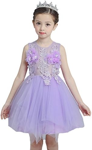 PRINCESS IBEAUTY Girl Dress Cristening Baptism Special Occasion Dress S1987 (6-7 Years/110, purple)