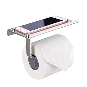 Produktbild von Toilettenpapierhalter Mit Ablage - Bambus - Rollenhalter Aus Edelstahl SUS304 - Mattschwarze