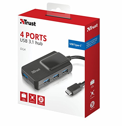 Trust 21319 Oila USB Typ C auf Standard USB 3.1 Gen 1 Hub mit 4 Ports (Typ A) schwarz - 7