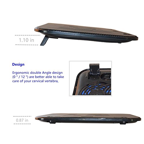 Notebook Kühler, Ultra dünn Super leise 2 Lüfter Laptop Notebook Computer Fan Bodenplatte Notebook Cooling Boden Pad, Schwarz - 6