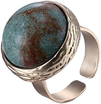 eManco "Retro Style" Statement Big Cuff Rings with Green Stone for Women Fashion Jewellery Adjustable