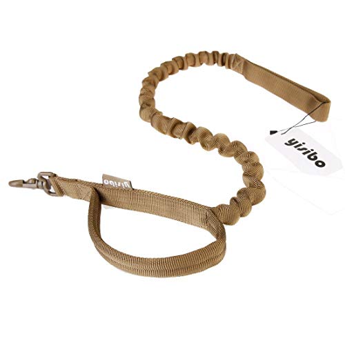 yisibo Correa para Perros táctica,Correa para Perros de Nylon de liberación rápida con 2 manijas de Control,Correa Elástica de Entrenamiento para Perros Medianos Grandes (Marrón)