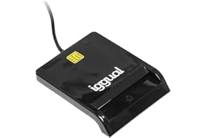 iggual Lector de Tarjetas DNI, SIP e ID USB 2.0- Conexión USB –Lector de DNI Electrónico Inteligente Compatible con DNI 4.0- Compatible con Windows, macOS y Linux- Cable 1,2 m- Negro