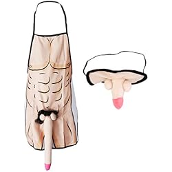 Sharplace Mantel Gracioso para Hombres+ Máscara de Ojos Lujoso Grande Polla Nabo Delantal Fiesta Noche de Ave Hembra Venado de Tela