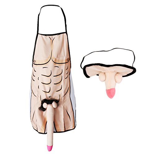 Sharplace Mantel Gracioso para Hombres+ Máscara de Ojos Lujoso Grande Polla Nabo Delantal Fiesta Noche de Ave Hembra Venado de Tela