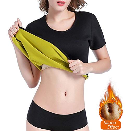 NOVECASA Sauna T-Shirts Femme Néoprène Chemise pour Brûler Graisses Abdominaux Minceur Gym Fitness Yoga