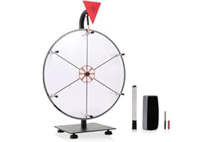 iElyiEsy 12 Inch Spinning prize Wheel with 6 Slots Tabletop spin wheel for prizes with stand, Dry Erase Markers and Eraser for Carnival Trade Show