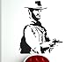 Produktbild CLINT EASTWOOD Spaghetti Western Art Wand Aufkleber, schwarz, 49cmx58cm