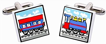 Train Cufflinks by Sonia Spencer, in Presentation Gift Box. Hand painted
