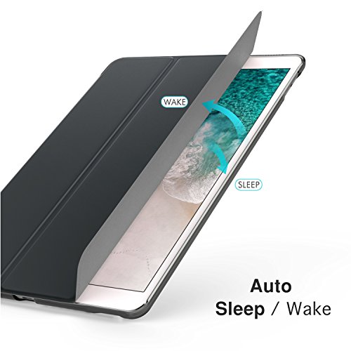 MoKo Hülle für Neu iPad Pro 12.9 2017 – PU Leder Tasche Schutzhülle Schale Smart Case mit Translucent Rücken Deckel, mit Auto Schlaf / Wach Funktion und Stanfunktion für Apple New iPad Pro 12.9 Zoll 2017 Tablet, Space Grau - 4