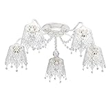 Metall: Weiß; MW-Light 472011205 Shabby Chic Deckenleuchte Weiß 5 Flammig Metall Wohnzimmer E27