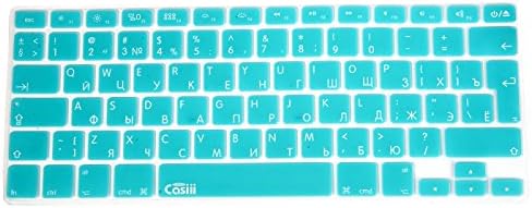 Casiii Russian English Ultrathin Silicone MacBook Keyboard Cover for Macbook, Macbook Pro, Macbook Air, and iMac, 13, 15, and 17 Inch, With/Without Retina Display (T Blue)
