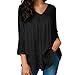 Produktbild SUNNSEAM Damen Tops,Damen Lange Ärmel Einfarbig Oberteil Tops Spitzennähte Shirt Beliebt Lässig Sommerweste Lose Regelmäßige Langarm Gemütlich Bluse