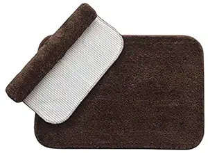 HOMERICA Premium Microfiber Anti Skid Door MAT for Living Room (Brown, 16X24 Inches ) - Set of 2