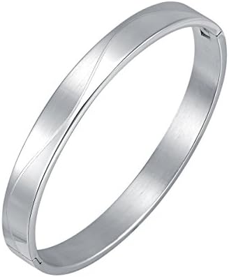 Oven Moda Jewellery Women Silver Plated Stainless Cuff Bangle Bracelet for Couple Lovers