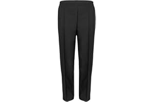 EFTINAN Ladies Half Elasticated Waist Trousers Short Regular Long Length 2 Front Side Pockets Business Office Work Womens Pants Bottoms UK Sizes 8-24