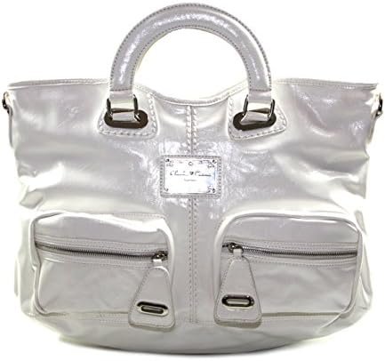 Claudia Canova Womens White Patent Leather Handbag Shoulder Bag [89081]