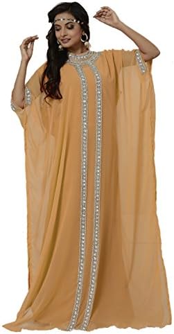 Oks Women's Kaftan Farasha Maxi Dress N23- Beige