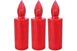 AURORA STORE CANDELA FIAMMA Lumino Votivo funebre a LED, effetto fiamma Rossa tremolante votiva, luce di cimitero INTERMITTENTE incluse batterie stilo 10xØ30 mm (3, Rosso)