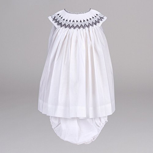 Baby Dress with Knickers Honeycomb- Grey- newborn gift-BebeDeParis- size: 6 months- 100% cotton- baby gift