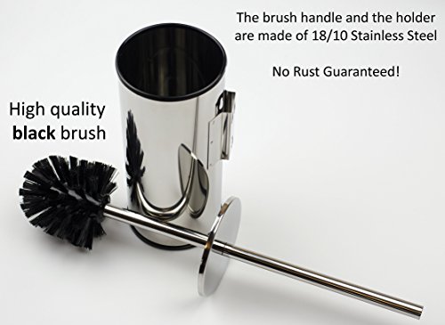 Kapitan WC-Garnitur Wandmontage Toilettenbürste WC-Bürste Klobürsten, V2A 18/10 Edelstahl (AISI 304 18/10), Poliert, Made in EU, 20 Jahre Garantie - 4