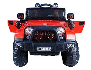 Toy House Off Roader Jeep Rechargeable Battery Operated-Ride-on for Kids, Red