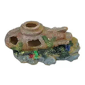 AQUAPETZWORLD Fish Tank Decorations Shipwreck Submarine Aquarium Decor Ornament Sunken Ship Betta Fish Hiding Cave 7.8