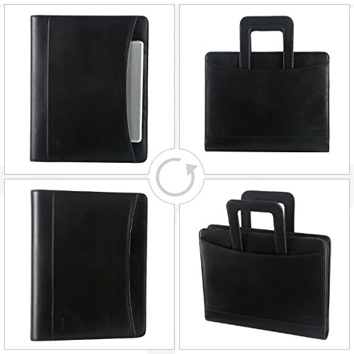 Leathario Marca de Portafolio de Carpeta Plegable de Mano  Dise  ado para Negocio y para Tomar notas  Negro-3 