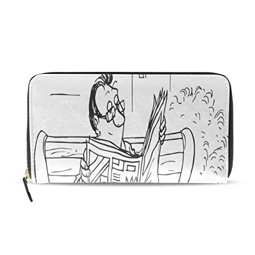 Preisvergleich Produktbild Enhusk Lesen zeitung ursächlich lange pass kupplung geldbörsen reißverschluss brieftasche fall handtasche geld veranstalter tasche kreditkarteninhaber für dame frauen mädchen männer reisen geschenk